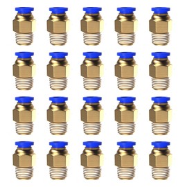 20Pcs 1/4" Tube OD x 1/8" NPT Male Push to Connect Fittings - Air Water Quick Connect Coupler, Pneumatic Hydraulic Leak-Free Brass Fittings (1/4" x 1/8" NPT)