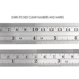 ZZTX Heavy Duty Stainless Steel Ruler Set 12 Inch (30 CM) + 6 Inch (15 CM) Metal Rulers Kit - Perfect Straight Edge for Easy Measurements