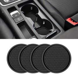 XINLIYA Car Cup Holder Coaster, 4 Pack 2.79 Inch Diameter Non-Slip Universal Insert Coaster, Durable, Suitable for Most Car Interior, Car Accessory for Women and Men (Black)