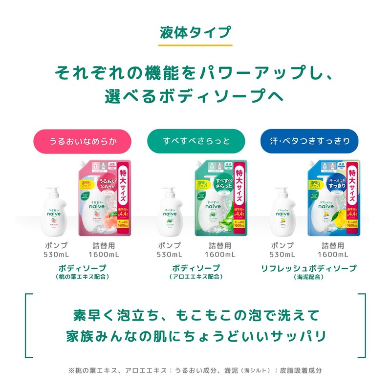Naive Body Soap (Contains Peach Leaf Extract) Refill