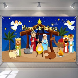 Tatuo Religious Christmas Backdrop Christmas Nativity Background Xmas Photography Booth Prop Banner for Christmas Party Decoration Winter New Year Eve Party Supplies