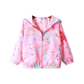 Moonnut Toddler Kids Girls Hooded Jackets Unicorn Lightweight Windbreaker Ourdoor Coat (3T, pink)