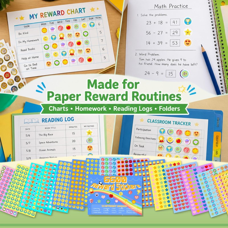 6600PCS Small Reward Stickers for Kids, Reward and Chore Chart