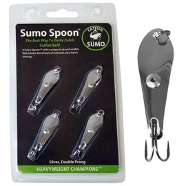 Sumo Spoon – Catfishing Bait Spoon for Skipjack, White Bass, Striped Bass and Other Baitfish, 1 5/8" (2 Prong, Silver)
