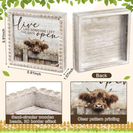 Yousoontic Highland Cow Sign Farmhouse Western Kitchen Restroom Decor Live Like Someone Left The Gate Open Wooden Sign Rustic Highland Cow Gifts Funny Bedroom Decorative Plaque for Home Shelf Table