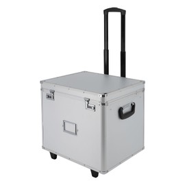 GDAE10 Rolling File Box with Lock, Aluminum Alloy Document Box with Wheels,Rolling File Storage Organizer Box,Large Capacity Portable Filing Cabinet for Travel