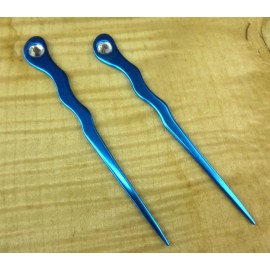 JWL 2 Aluminum 6" Aqua Spiral Hair Sticks Rhinestone Unbreakable Waterproof