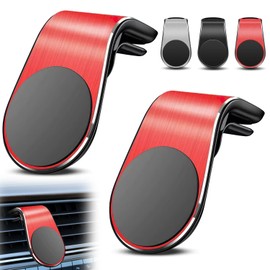 2Pcs Mobile Phone Navigation Magnetic Bracket,Magnetic Navigation Bracket,L Type 360° Rotatable Car Phone Mount,Magnet Universal Car Cellphone Holder,Strong Magnet Mount for Any Smartphone (Red)