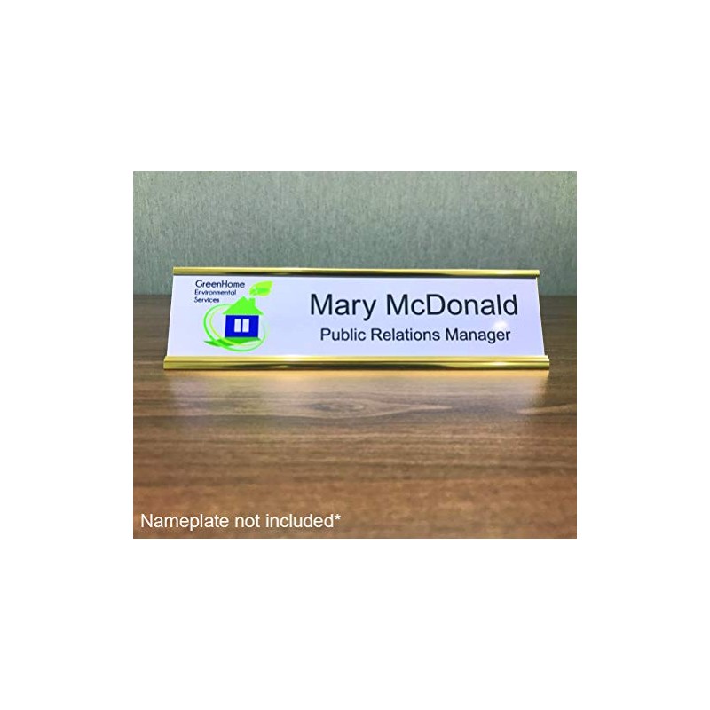 Desktop Office Nameplate Holder, Yellow Gold (8" x 2", 1)