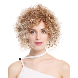 WIG ME UP - VK-11-27T613 women's quality wig short voluminous frizzy curls curly blonde highlights platinum highlights