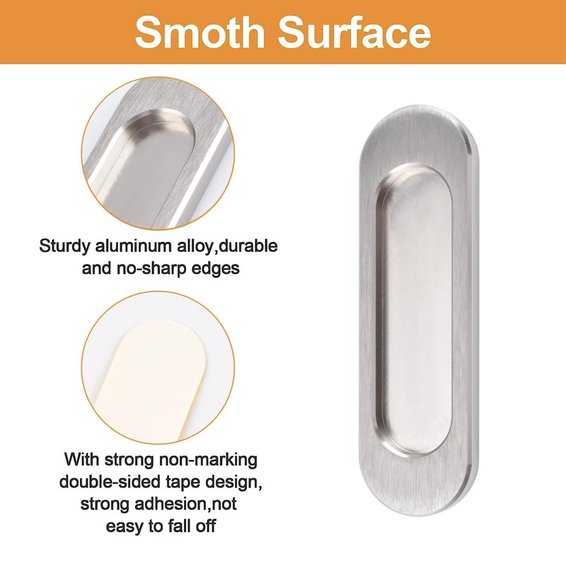 MOROBOR Self-Stick Oval Sliding Door Pulls, 2pcs Aluminum Alloy Hidden