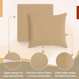 cozyide Outdoor Deep Seat Patio Cushions Set, Waterproof Outdoor Chair Cushions Set, Memory Foam Patio Furniture Cushions 24" x 24", Includes Seat Cushion & Back Pillow, Khaki
