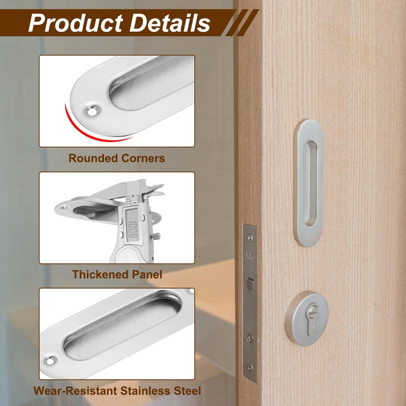 PATIKIL Recessed Finger Flush Pulls 4" 2 Pcs Pocket Door
