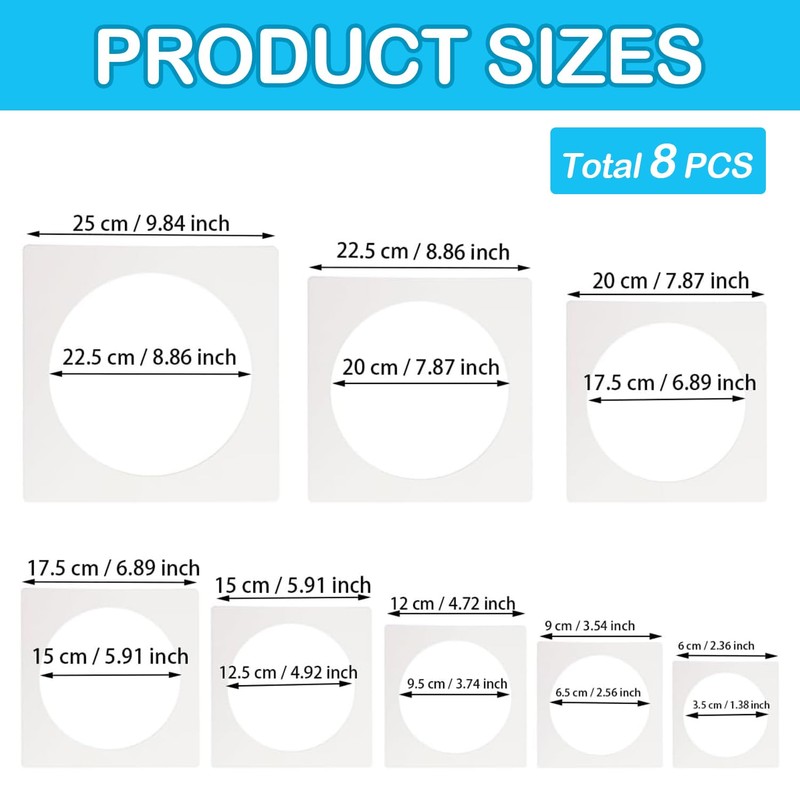 8 PCS Large Circle Stencil for Drawing,Circle Stencils Plastic Large