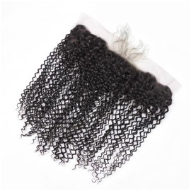 13x4 Lace Frontal Closure Kinky Curly Ear to Ear HD Lace Frontal Pre Plucked with Baby Hair 12 Inch Free Part Brazilian Human Hair Extensions 150% Density Natural Black