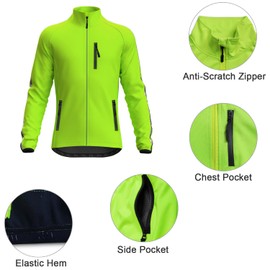 Wulibike Cycling Jackets for Men, Reflective Running Jacket Men Winter Warm Thermal Cycling Clothing Full Zip with Pockets
