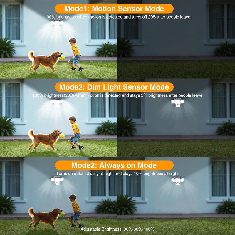 Onforu 3000LM Solar Lights Outdoor, 4 Heads Solar Security Lights