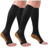 2 Pairs Copper Zipper Compression Socks 15-20mmgh-Calf Knee High Open