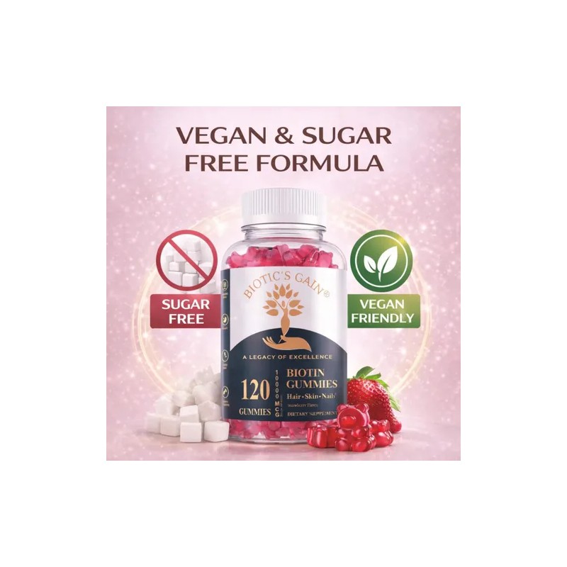 Gomitas Biotina 10000mcg Biotic's Gain Veganas 120 Unidades