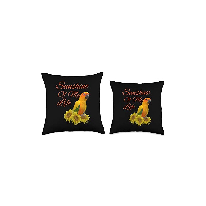 Sun Conure Parrot Sunshine Sunflower Throw Pillow
