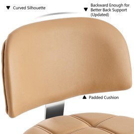 CoVibrant Lockable Stool with Back and Foot Rest Ergonomic Rolling Hydraulic Adjustable Stool for Doctor Esthetician Artist Home Small Office Desk (Camel, 24''-31'')