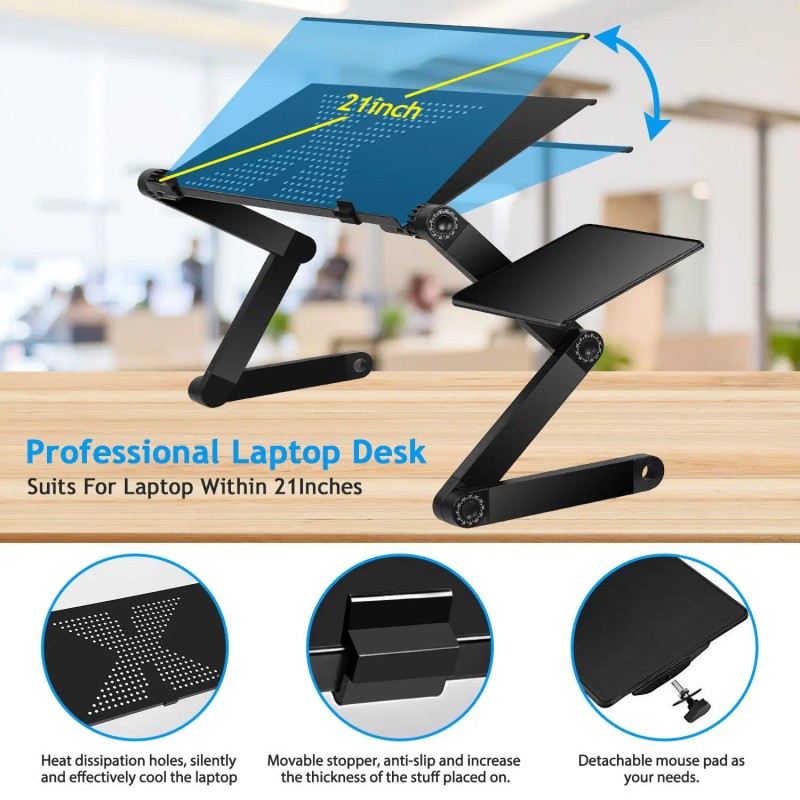 Aluminum Alloy Foldable Laptop Table Home Office Travel Use with