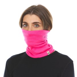 100% Merino Wool - Midweight Neck Gaiter - Skiing Neck Warmer - Winter Face Mask - Multipurpose Headwear, Blaze Pink, One Size