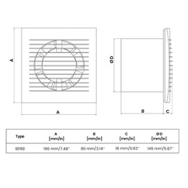 H&C VENT White 6 inch 150mm Extractor Fan │ Inline Exhaust Fan │For Kitchen Bathroom Shower Toilet Wall Ceiling Window Kit │ Silent Humidity centrifugal fume fan │ Air Ventilation Duct fan