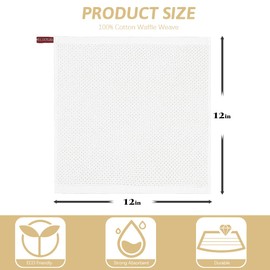 Nialnant 100% Cotton Kitchen Dish Towels,Waffle Weave Dish Cloths for Washing Dishes,Soft Absorbent Dish Rags,Quick Drying Cleaning Rags-12x12 in, 6 Pack