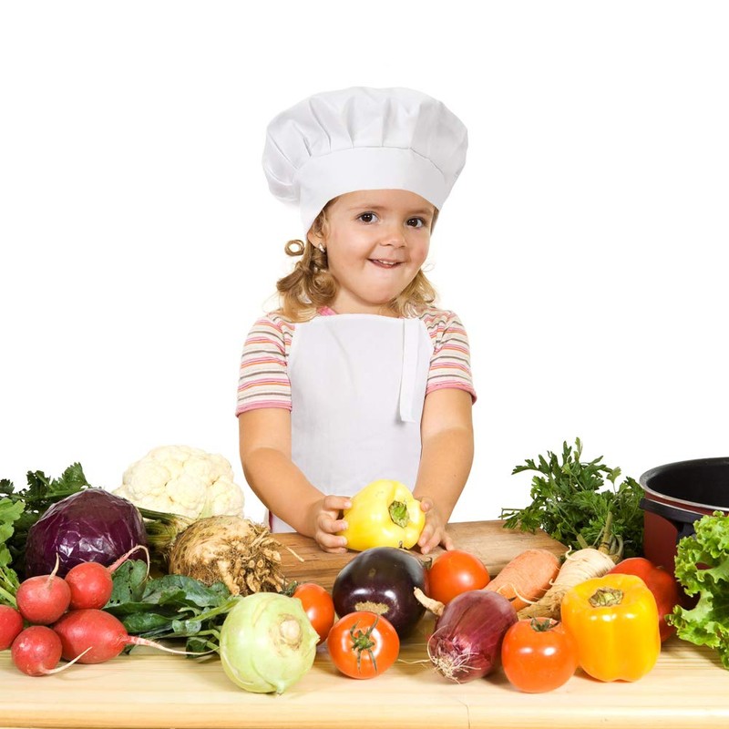 CRJHNS Kids Apron and Chef Hat Set, Adjustable Cotton Child