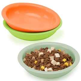 CEEFU Thicker Ceramic Cat Food and Water Bowls 3 PCS, Whisker Stress Free Cat Dishes, Relieves Fatigue, Shallow Pet Food Dish for Cats Puppy