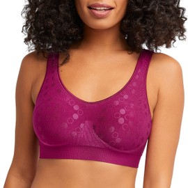 Bali Women's Comfort Revolution Wireless, ComfortFlex Fit Full-Coverage Bra, DF3488, Magenta Zeal Dot