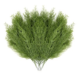 50 Pcs Artificial Pine Branches, Christmas Greenery Plants Pine Needles, Faux Greenery Stems Pine Picks, Fake Greenery Pine Sprigs, DIY Cedar Picks for Christmas Garland Wreath Craft and Home Decor