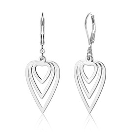 ALEXCRAFT Hanging Earrings Women's Gold Silver Hanging Earrings Heart Pendant Hypoallergenic Hanging Long Earring Heart Drop Earring Hanging for Women Girls, Silver