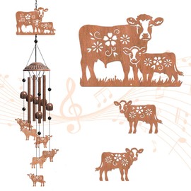 OLYCRAFT 1 Sets Cattle Wind Chimes Outdoors Wind Chime Sympathy Memorial Windchime Iron Windchime Memorial Presents Hanging Windbell for Patio Backyard Home Garden Pendant Decoration - 30 Inch
