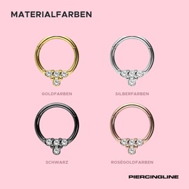Piercingline Surgical Steel Segment Ring Clicker | 4 Crystals | Piercing for ✔ Septum ✔ Tragus ✔ Helix and many more | Colour selection., 316L Surgical Steel