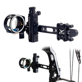 FENJANER Archery Compound Bow Sights - 1 pin or 5 pins Bow Sight with 8X Scope Lens Right Hand No Tools for Quick Adjustment for Outdoor Hunting (5 Pins Sight)