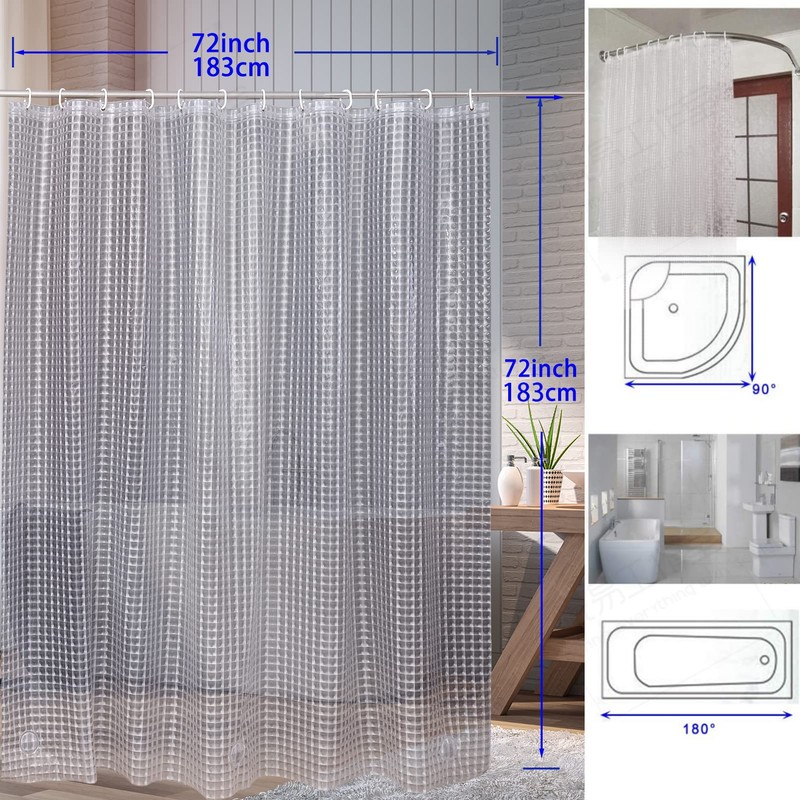 Heavyweight 8G Bathroom Curtain Liner, 72' W x 72' H