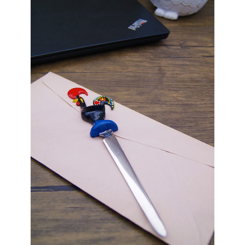 Aluminum Portuguese Rooster Letter Opener Envelope Slitter Made in Portugal
