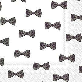 IHR Serviettes with He's My Darling, White/Black Bow Tie, Pack of 20 33 x 33 cm