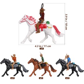 4pcs Horse Riding Figurine Plastic Farm World Character Model Toys Action Figure House Games for Kids Animal Collection (Random Color)