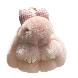 Soft Fluffy Rabbit Keyring Cute Plush Rabbit Key Ring Plush Rabbit Key Ring Faux Fur Keyring Pompom Keyring Decoration, lightpink