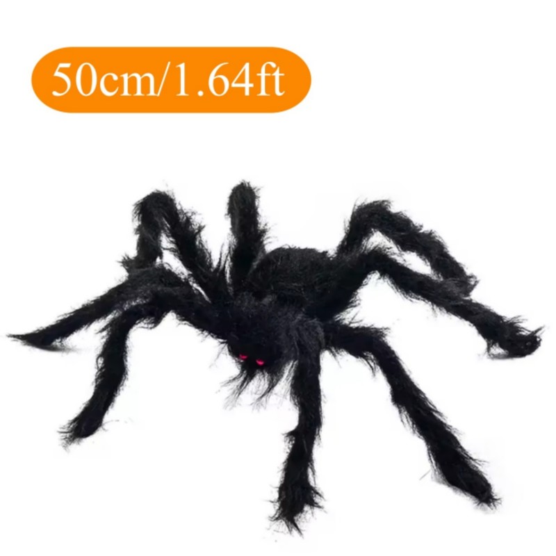 Giant Black Plush Spider for Halloween Decorating – Fuzzy Spider