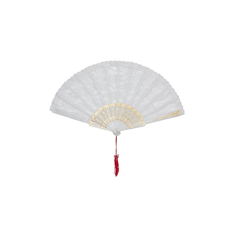 Bristol Novelty BA612 White Lace Fan | 1pc, womens, One