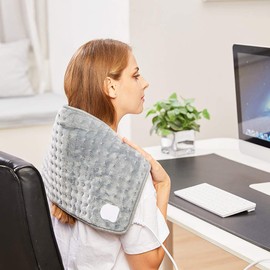 Mia&Coco Heizkissen mit Abschaltautomatik 1,5 Stunden für Rücken Nacken Schulter Elektrisch Wärmekissen 10 Stufen Temperaturstufen Schnell Heiztechnik, 30x60cm Komfort Grau