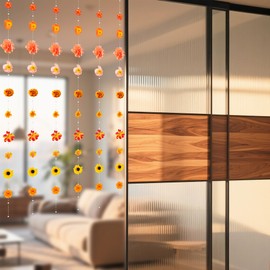 GQIRIL Hanging Flower Garlands for Decoration - 6PCS Artificial Faux Wildflower Garland with Pearl, 10 Mixed Orange Fake Wild Flower Vines for Home Wedding Wall Backdrop Garden Birthday Party Decor