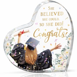 Gleevara Graduation Gifts for Her, Unique Graduation Gifts - Heart-Shape Acrylic Plaque University Graduation Gifts for Daughter, Friends
