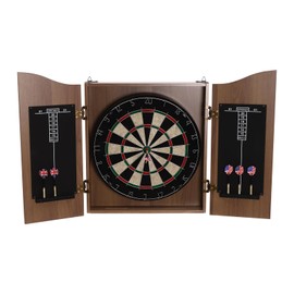 Dartboard Cabinet Set Dart Boards Set for Adults Professional Dart Scoreboard with 6 Sisal Darts & Side Scoreboard Scoring Dart Board for Office, Closing Size 19.6" Wx 23.6H