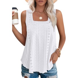 WEESO Womens Tops White Tank Top Spring Tops Women Casual Summer Shirts Beach Vacation Clothes for Women 2025 XL