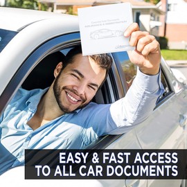 Andalus Auto Registration & Insurance Card Holder, Waterproof Essential Car Registration Holder with Hook & Velcro Closure, Perfect for Every Vehicles Glove Boxes (White - 5.1" X 4.6")